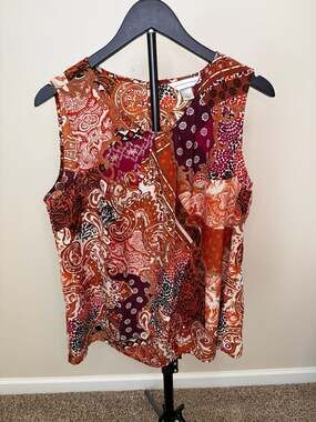 ☀️Christopher & Banks XL Sleeveless Paisley Patchwork Print Top